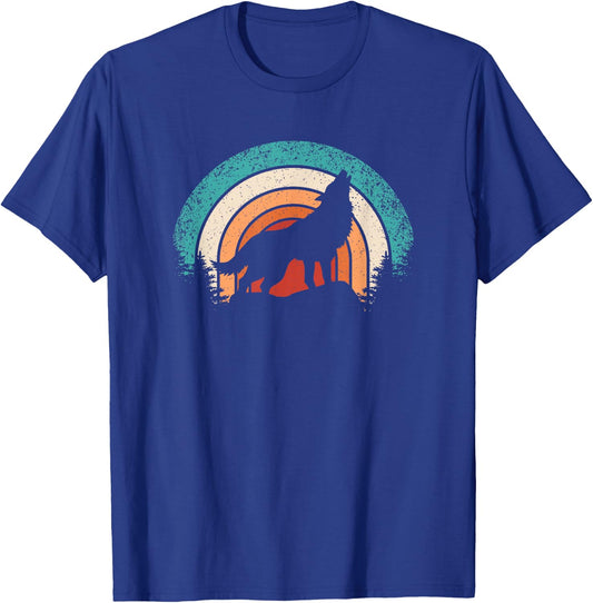 Retro Wolf Lover Nature Wildlife Vintage Wolves Men Women T-Shirt - T-Shirt | Royal