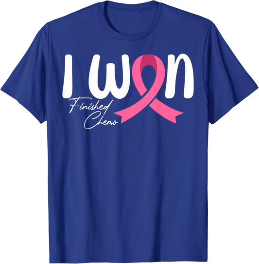 I Won Finished Chemo - Breast Cancer Awareness Chemotherapy T-Shirt - T-Shirt | Royal