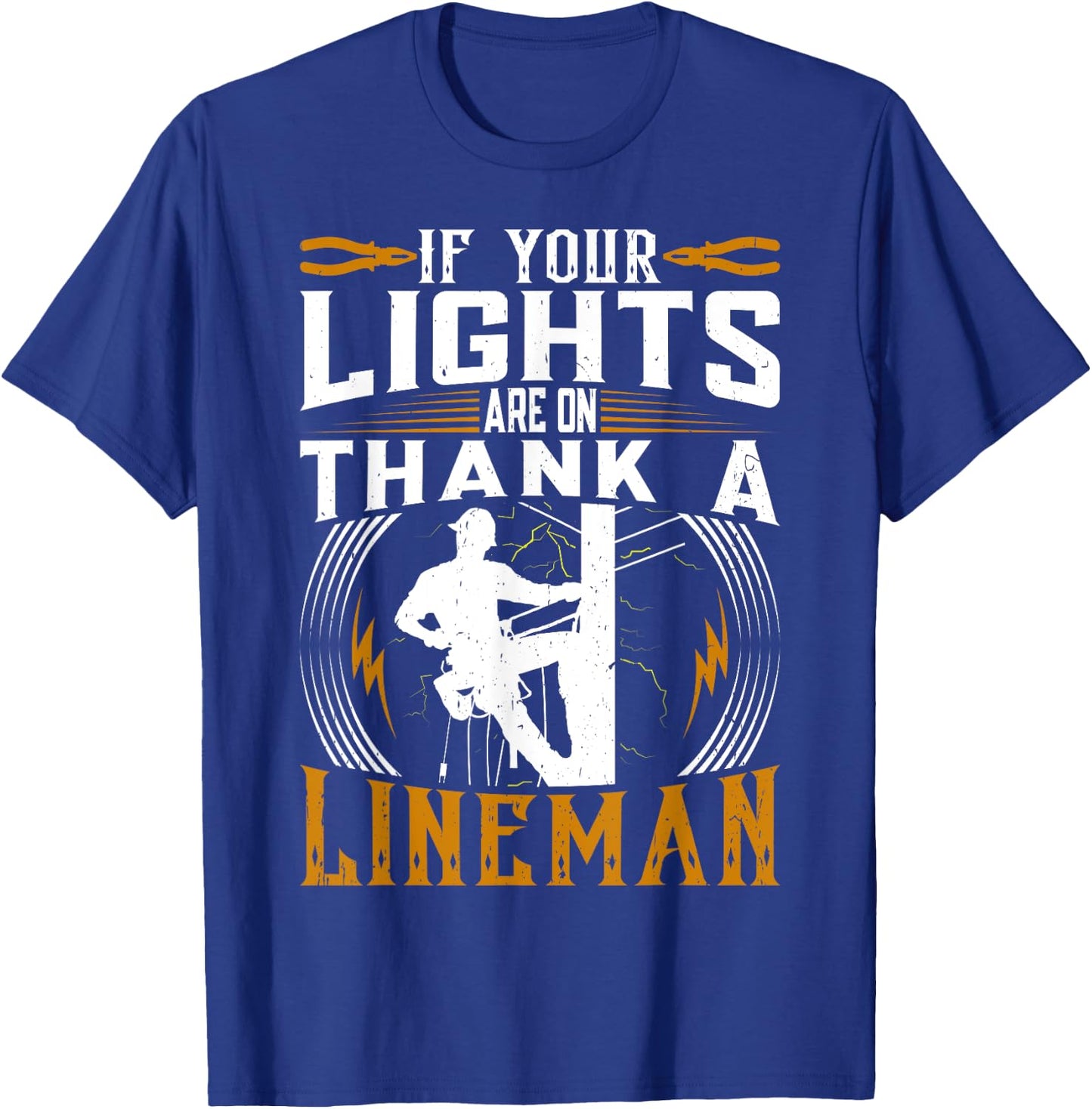 Thank a proud american electrician and lineman T-Shirt - T-Shirt | Royal