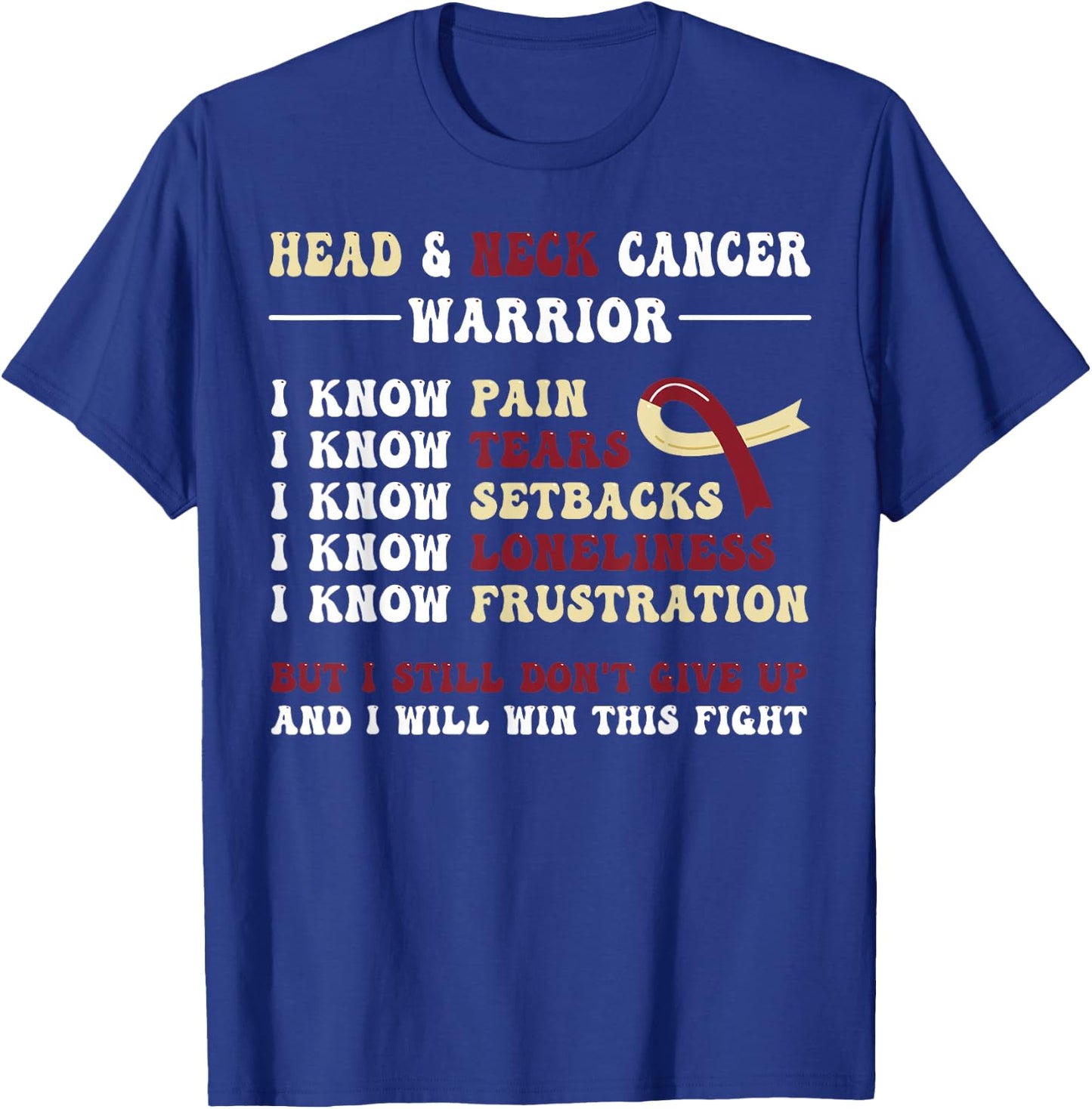 Head And Neck Cancer Awareness Black , -Adults, Small, Short Sleeve, Modern Cancer Awareness Cartoon T-Shirt - T-Shirt | Royal