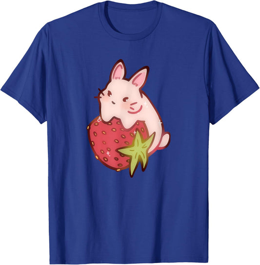 Cute Kawaii 90s Y2K Rabbit Strawberry Bunny T-Shirt - T-Shirt | Royal