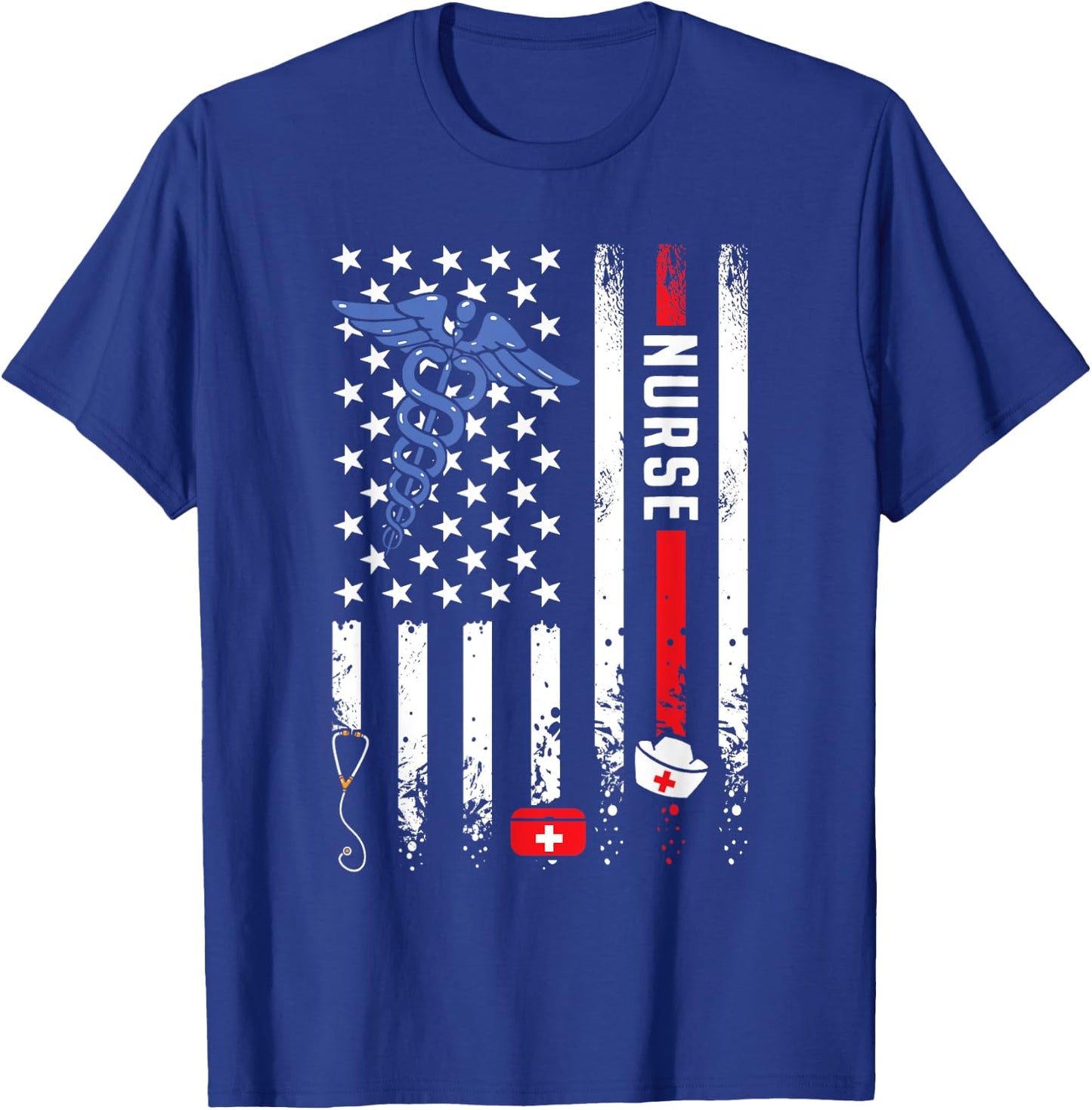 USA American Flag Vintage Nurse Nursing 4th of July Women T-Shirt - T-Shirt | Royal