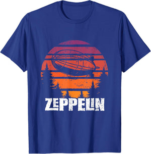 Retro Zeppelin 70s 80s Dirigible Airship Zepelin Zepplin T-Shirt - T-Shirt | Royal