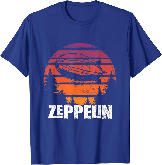 Retro Zeppelin 70s 80s Dirigible Airship Zepelin Zepplin T-Shirt - T-Shirt | Royal