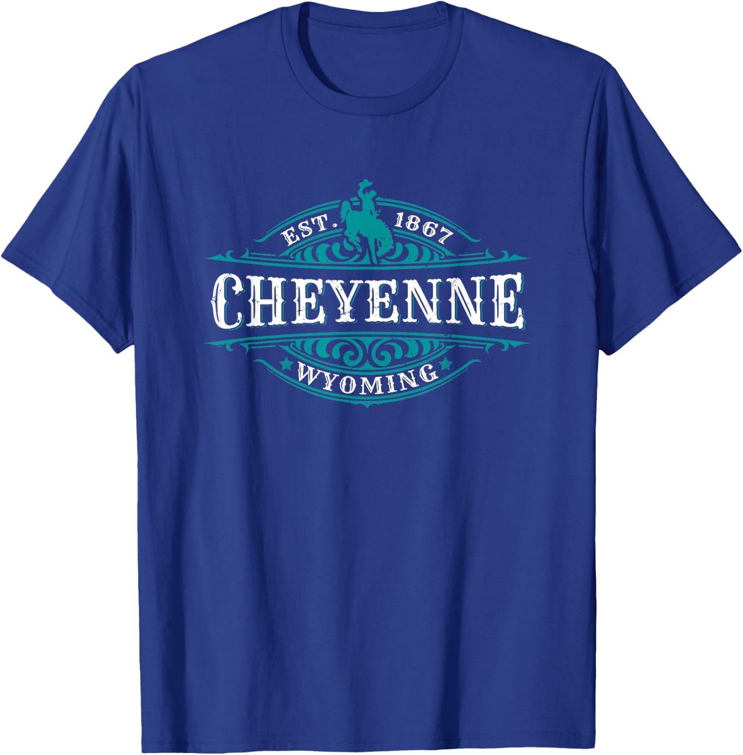 Cheyenne Wyoming Cowboy Western Design Novelty Souvenir T-Shirt - T-Shirt | Royal