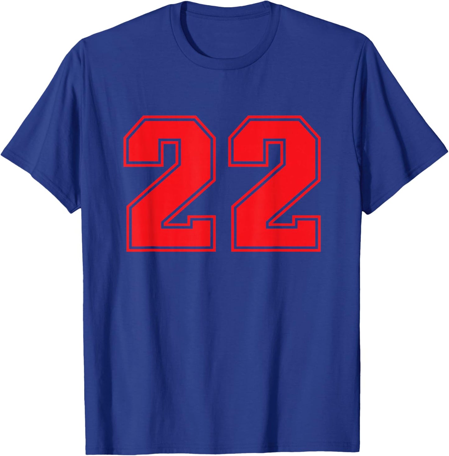 Red Sports Team Number #22 T-Shirt - T-Shirt | Royal