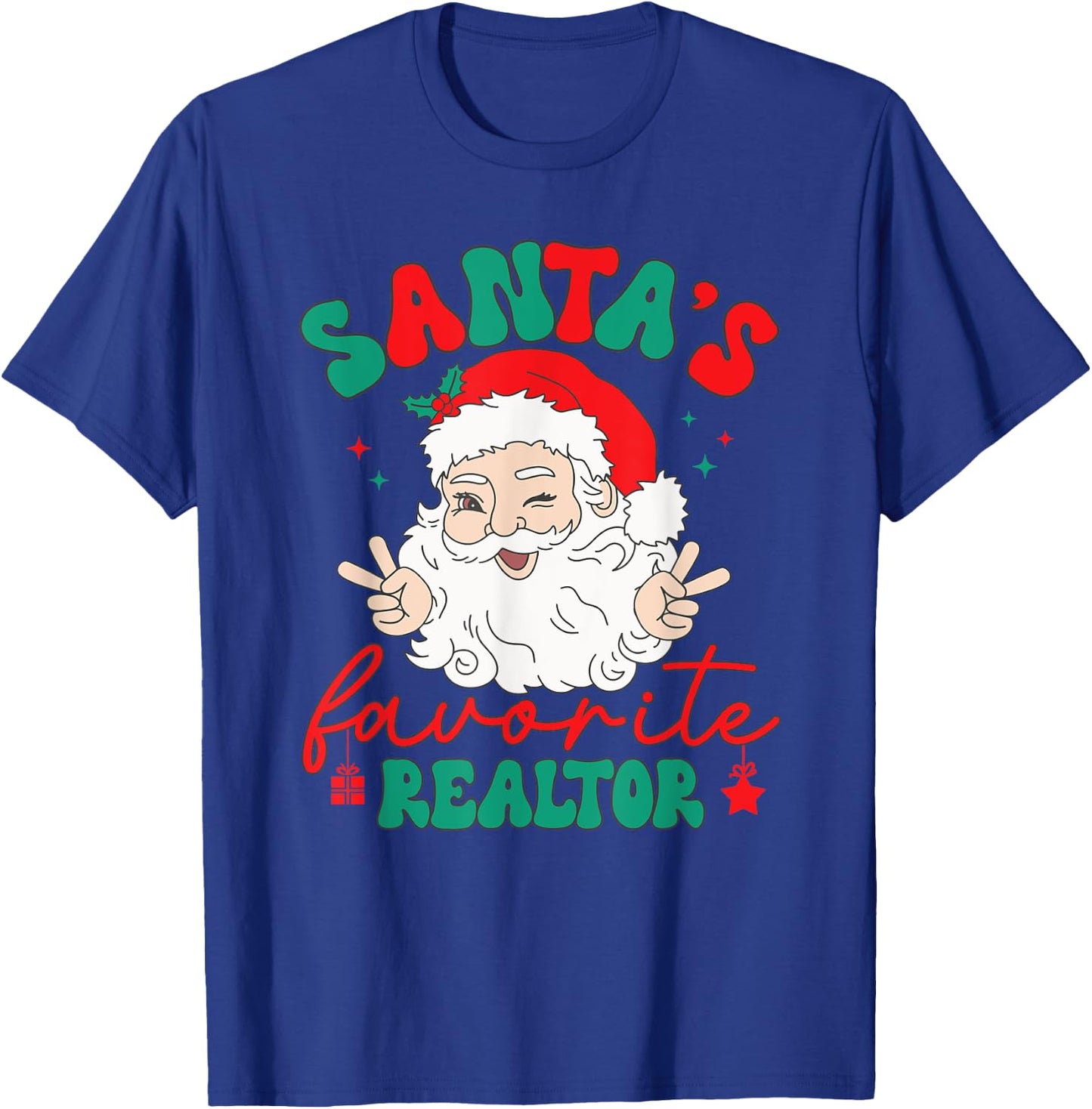 Santa's Favorite Realtor Funny Real Estate Agent Christmas Women Kids Men T-Shirt - T-Shirt | Royal