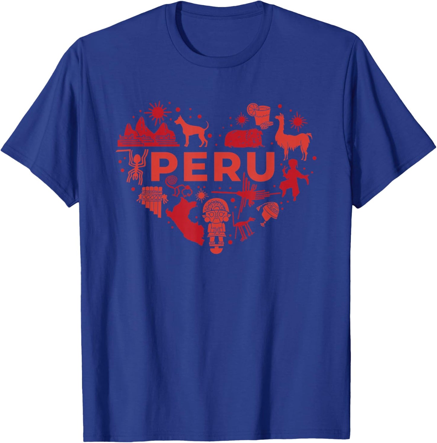 I Love Peru Heart simbols art Travel T-Shirt - T-Shirt | Royal