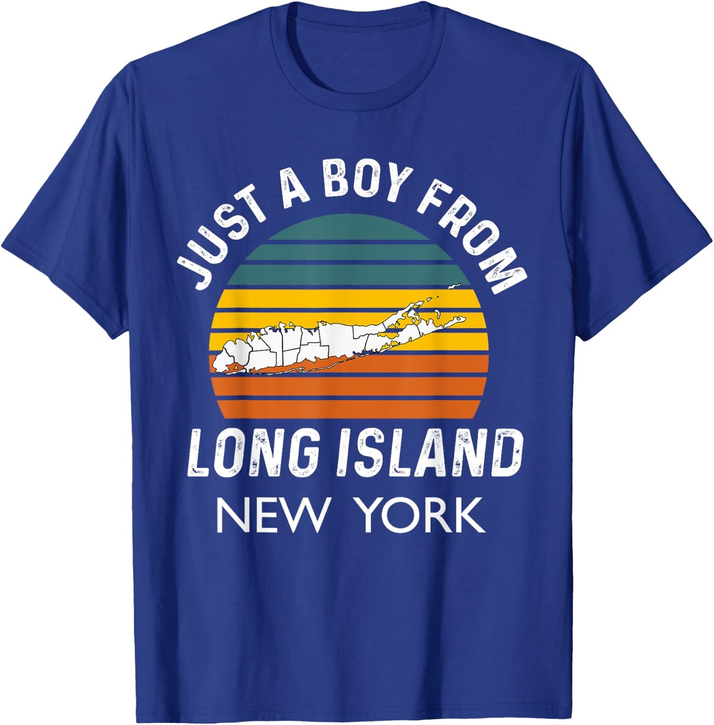 Long Island NY Souvenir Native Long Islander Map NYC Vintage T-Shirt - T-Shirt | Royal