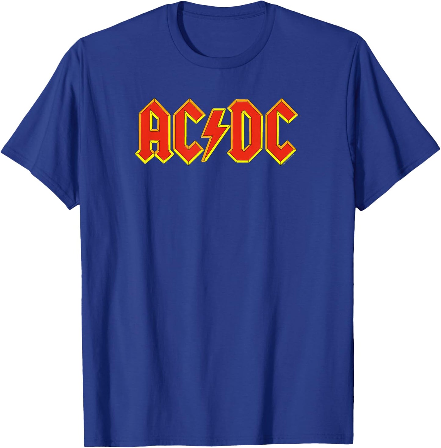 Official AC/DC Yellow Outline Red Logo Band Classic T-Shirt - T-Shirt | Royal
