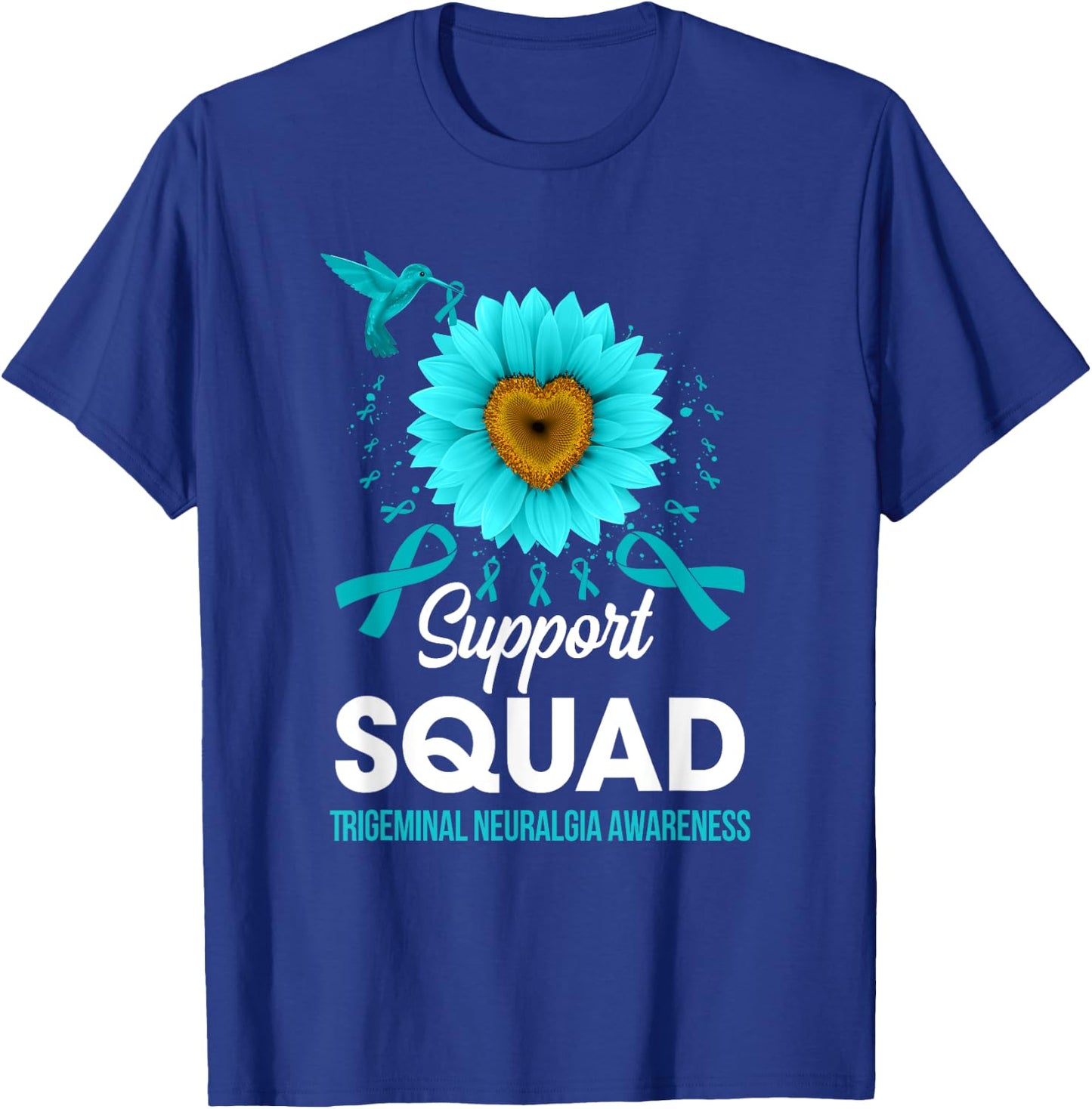 Support Squad Trigeminal Neuralgia Awareness Hummingbird T-Shirt - T-Shirt | Royal