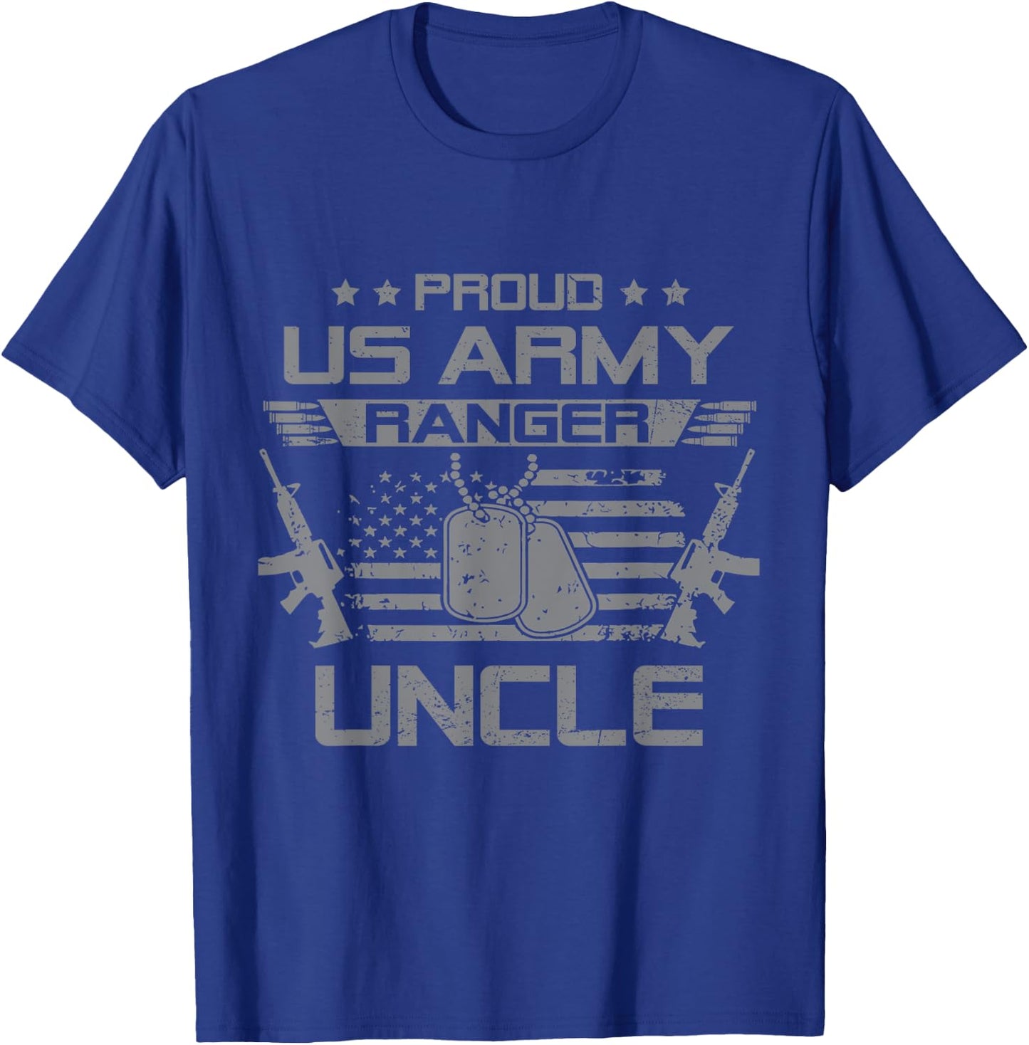 Proud US Army Ranger Uncle Flag American USA Military T-Shirt - T-Shirt | Royal