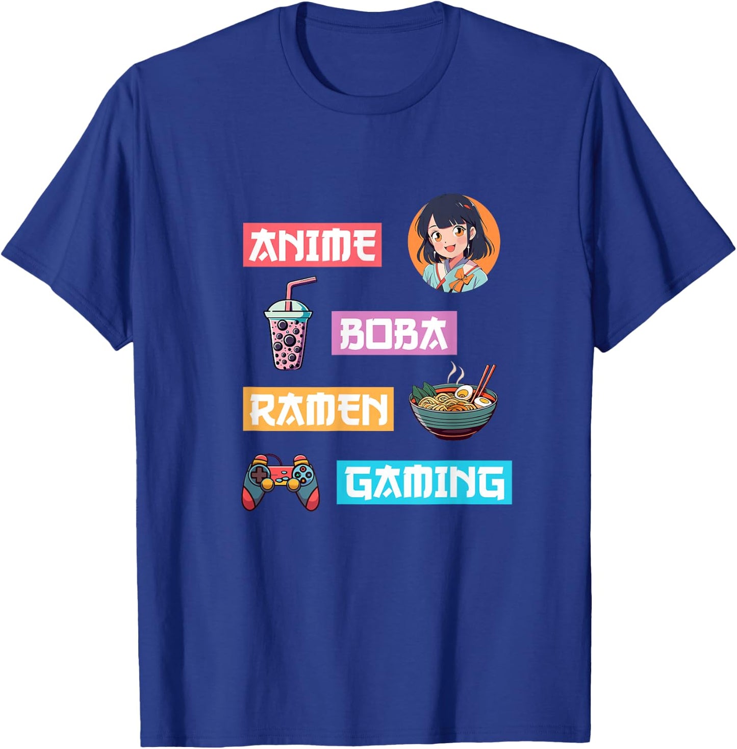 Anime Ramen Boba Gaming - Kawaii Anime Lover Video Gamer Tea T-Shirt - T-Shirt | Royal