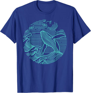 Humpback Whale Marine Life Ocean Nature Sea Blue Waves T-Shirt - T-Shirt | Royal