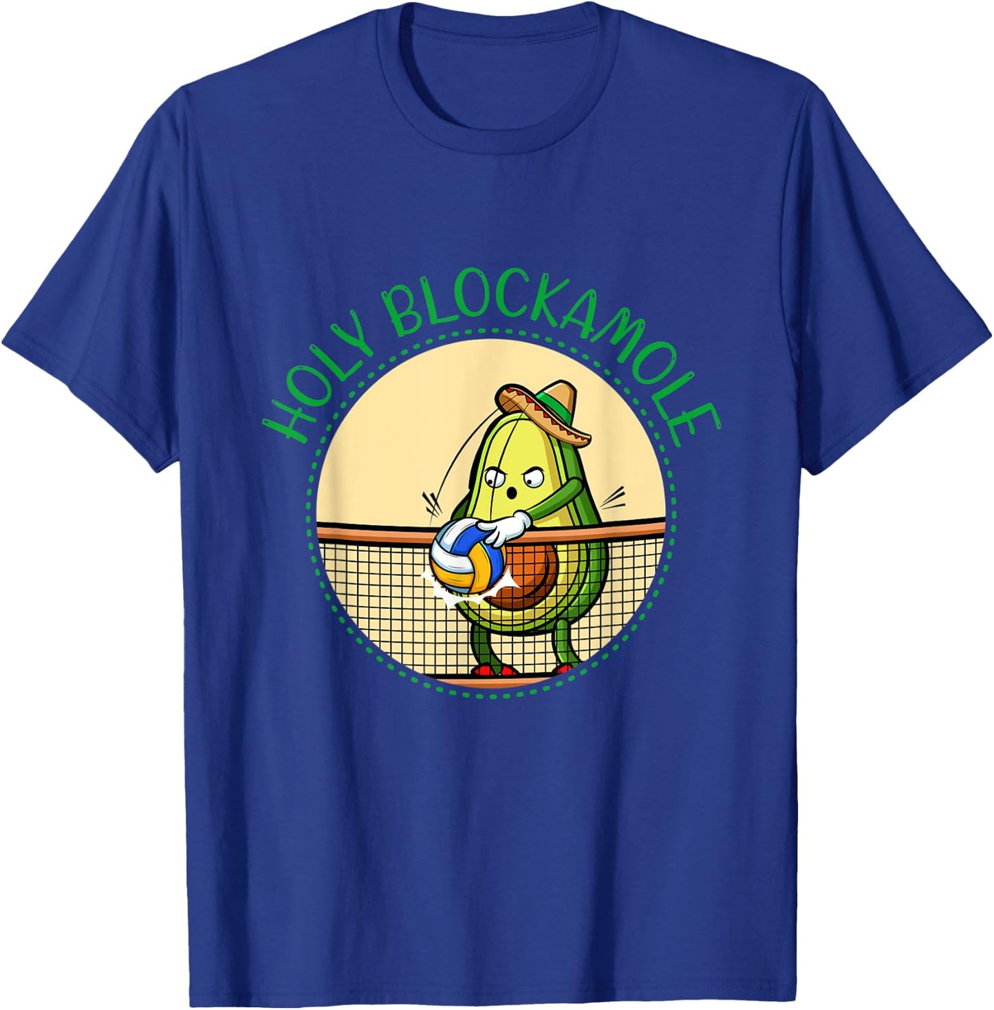 Volleyball Avocado Holy Blockamole Player Block Training Fun T-Shirt - T-Shirt | Royal