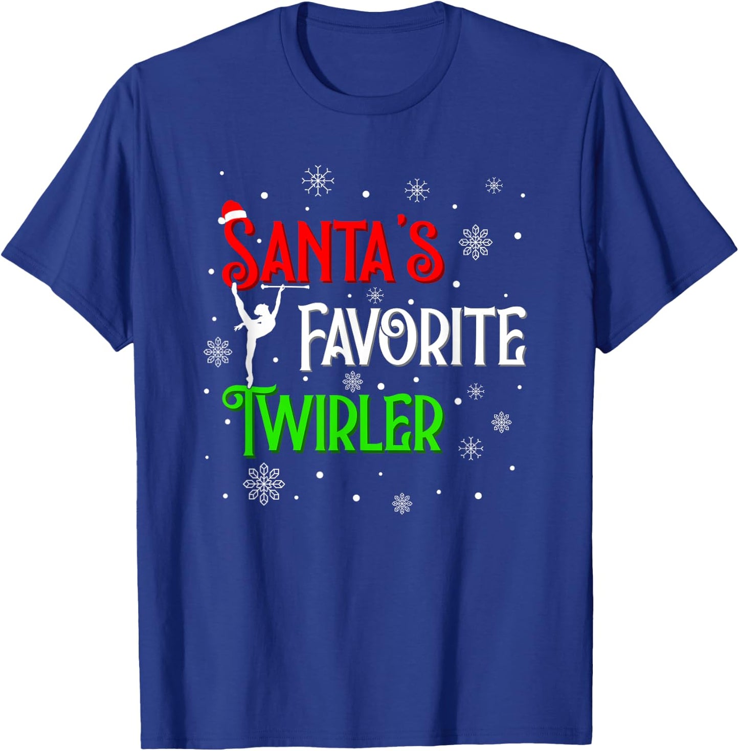 Santa's Favorite Twirler Christmas Baton Twirling T-Shirt - T-Shirt | Royal