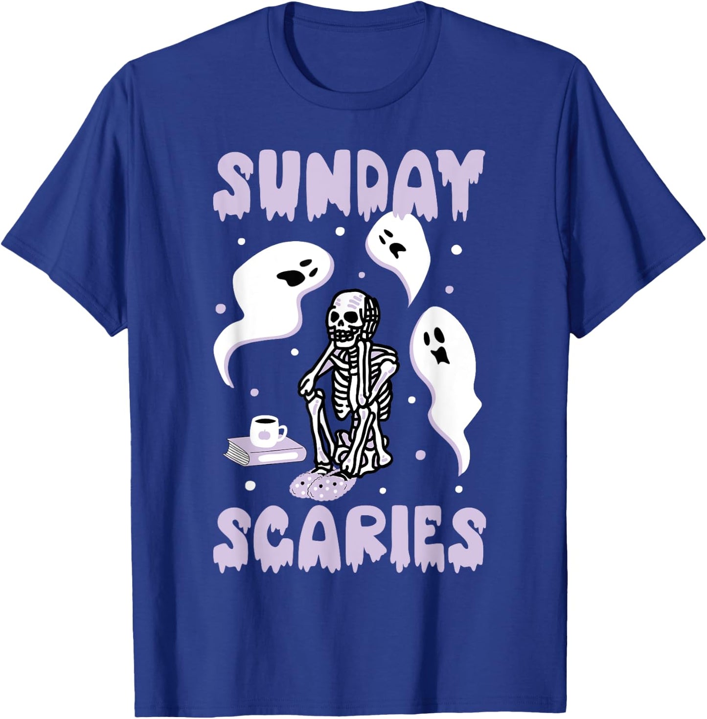 Sunday Skeleton Scaries Funny Office Work Mental Health Day T-Shirt - T-Shirt | Royal