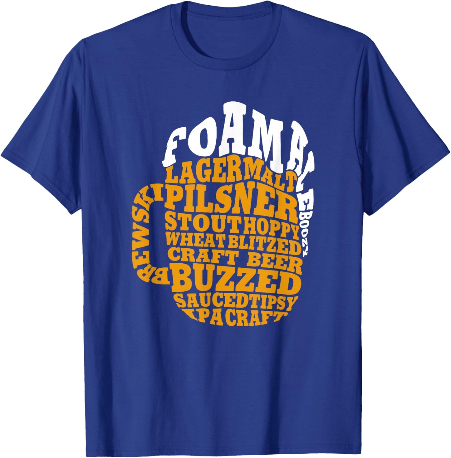 Beer Drinker Typography Word Art T-Shirt - T-Shirt | Royal