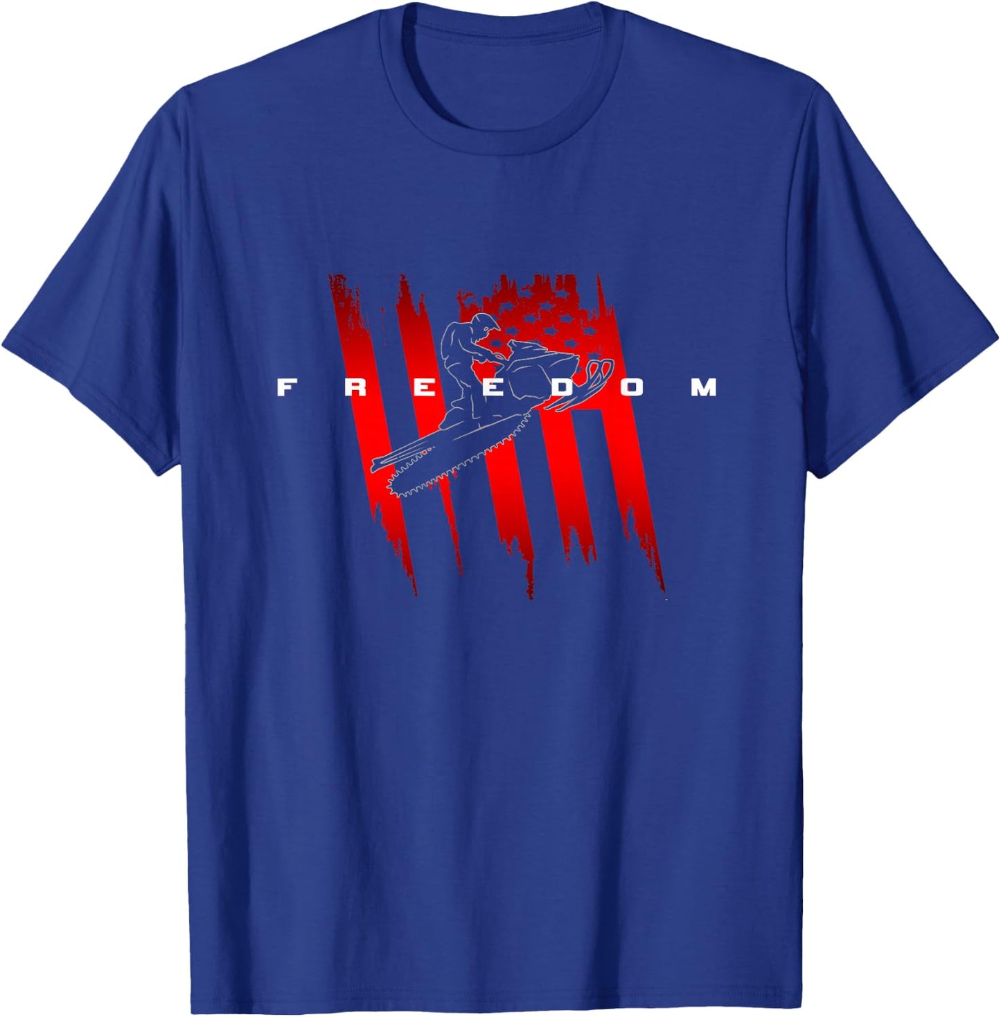American Flag Snowmobile Apparel - Snowmobile T-Shirt - T-Shirt | Royal