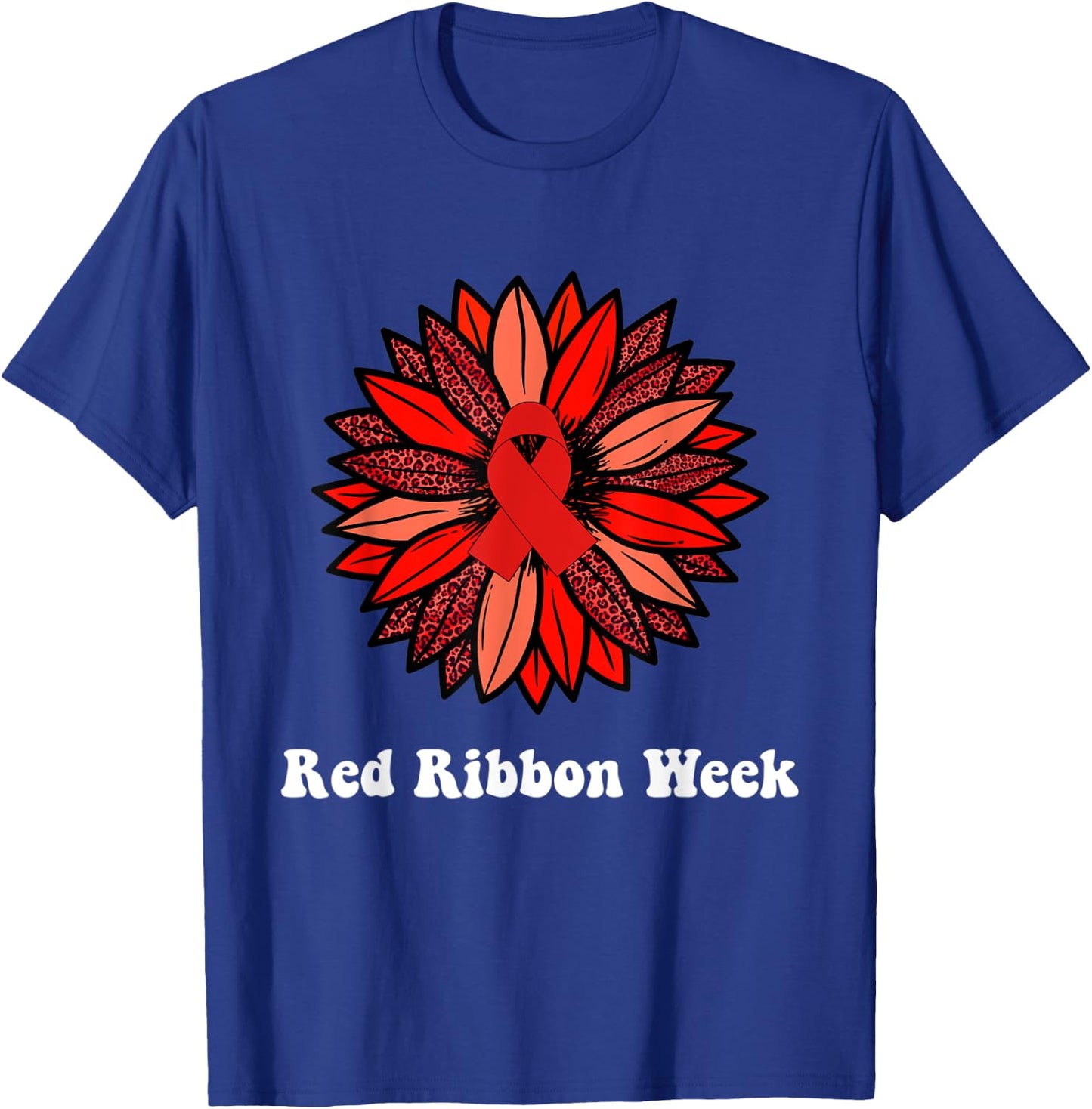 Red Ribbon Week Shirt Red Ribbon Sunflower Red Ribbon Week T-Shirt - T-Shirt | Royal