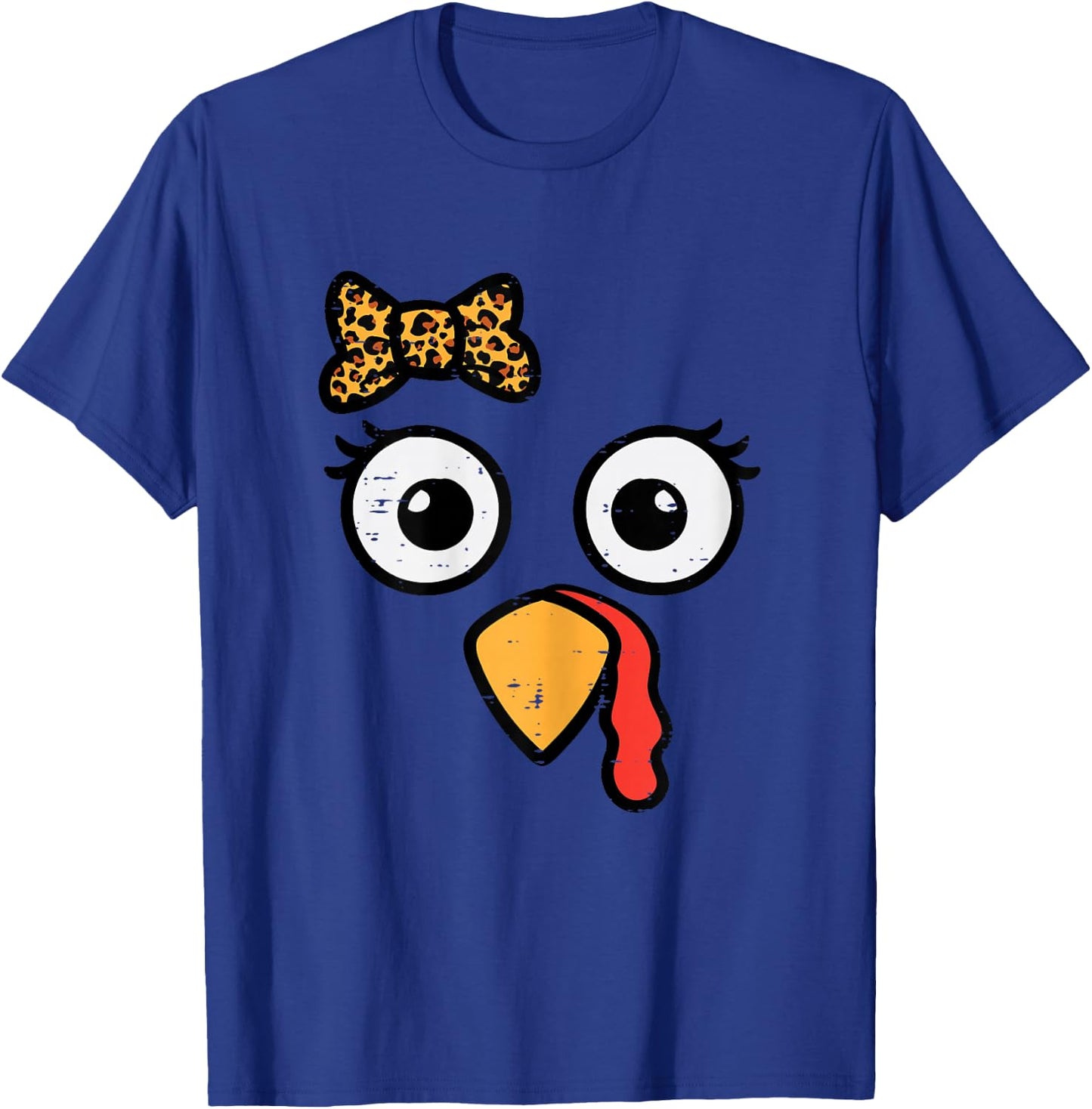 Thanksgiving Turkey Head Ribbon Women Girls Kids Teens Youth T-Shirt - T-Shirt | Royal