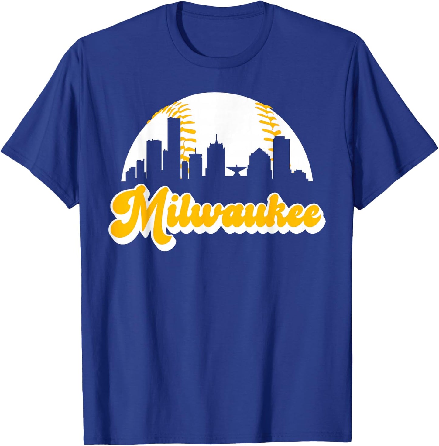 Vintage Milwaukee Wisconsin Cityscape Baseball Skyline Merch T-Shirt - T-Shirt | Royal