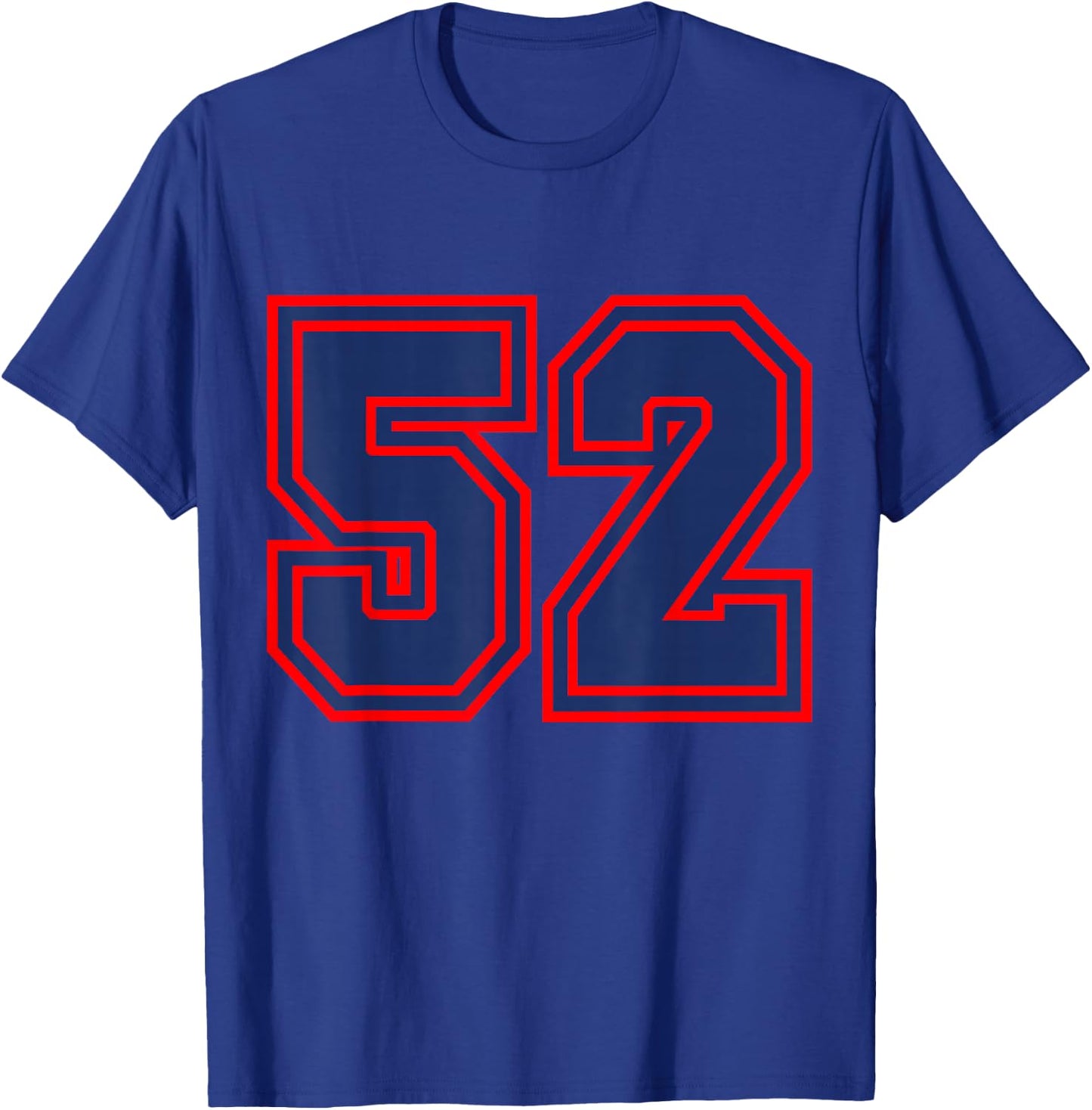 Blue Red Sport Team Number #52 T-Shirt - T-Shirt | Royal
