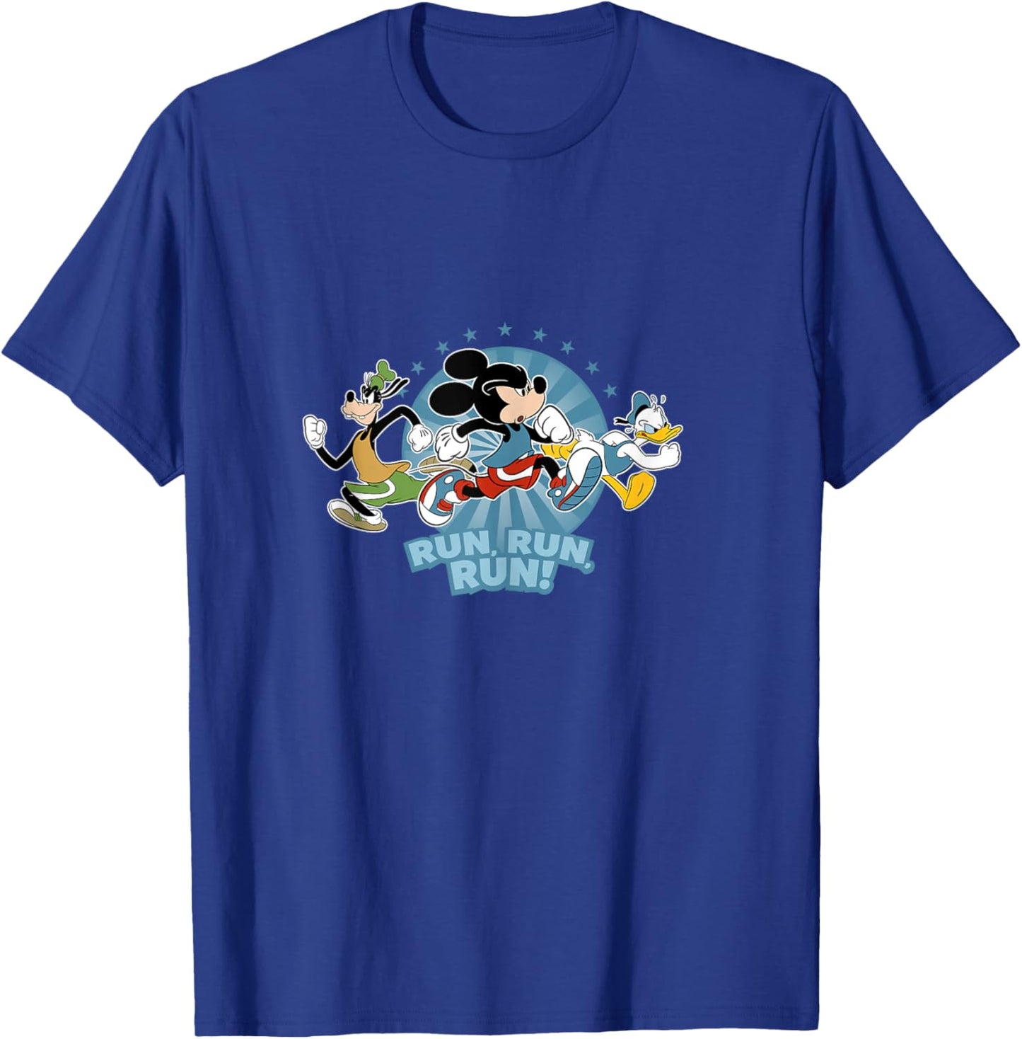 Disney Mickey Goofy and Donald Run Run Run! Marathon Running T-Shirt - T-Shirt | Royal
