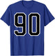 Number #90 White Black Sports Team Varsity Number 90 T-Shirt - T-Shirt | Royal