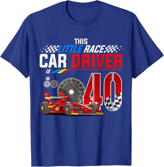 Racing Car Driver 40th Birthday Race Car Theme 40 Year Old T-Shirt - T-Shirt | Royal
