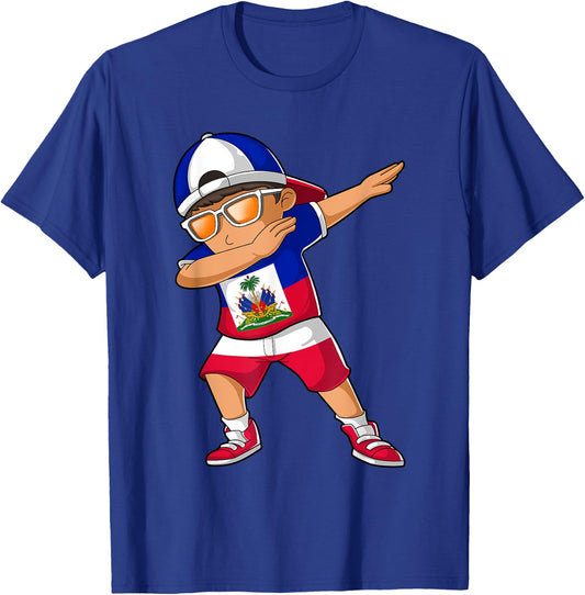 Half Haitian Half Polish Boy Haiti Poland Flag T-Shirt - T-Shirt | Royal