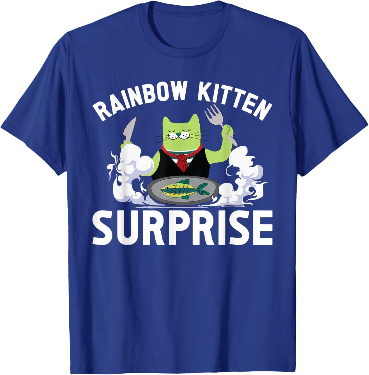 Cats Rainbow Kitten Surprise Cute Eat Retro Animals Vintage T-Shirt - T-Shirt | Royal
