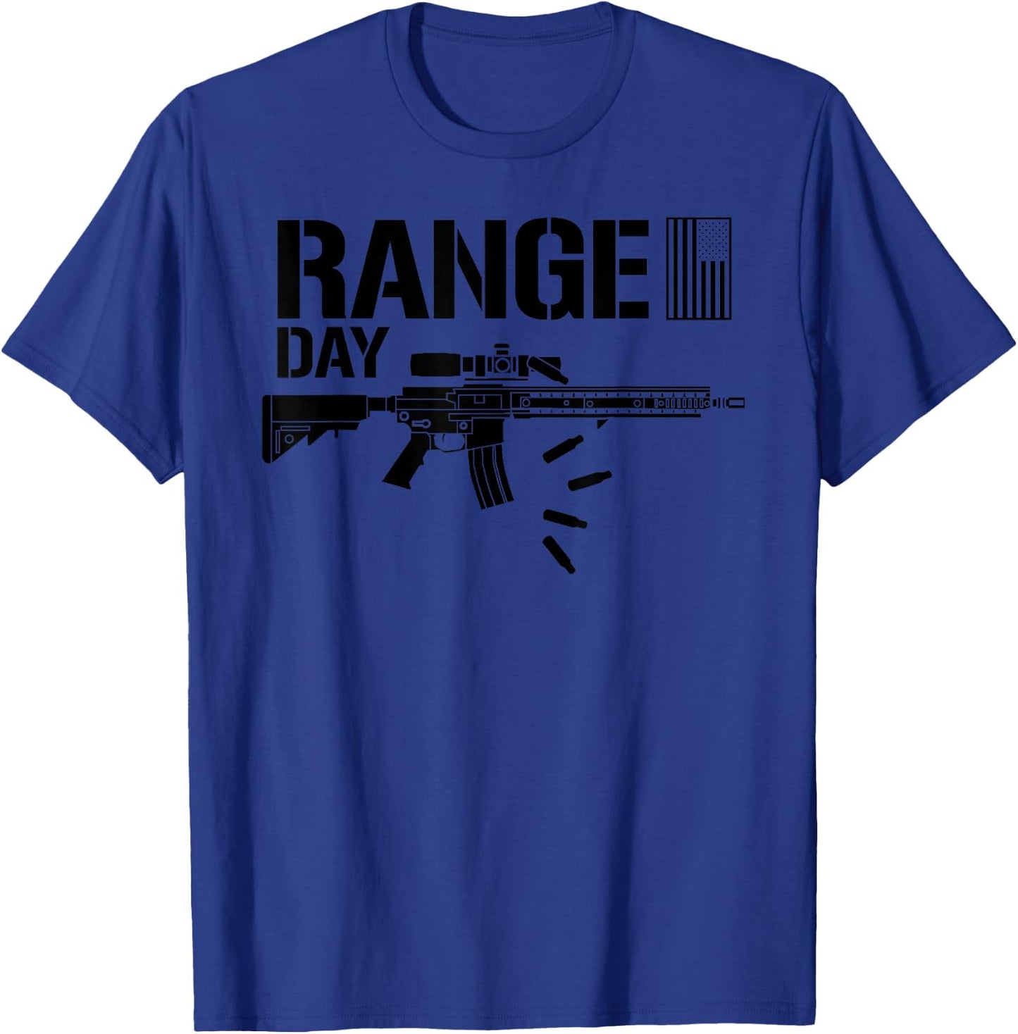 Military Rifle Range Day American Flag Bullet Semi Automatic T-Shirt - T-Shirt | Royal