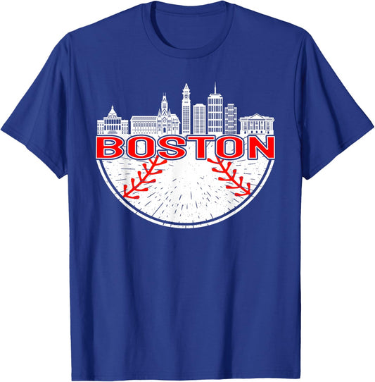 Vintage Style Boston Baseball and Men T-Shirt - T-Shirt | Royal