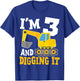 I'm Three 3rd Years Old Birthday Boy Excavator Construction T-Shirt - T-Shirt | Royal