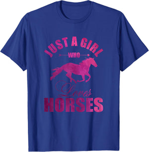 Just A Girl Who Loves Horses Watercolor Horse T-Shirt - T-Shirt | Royal