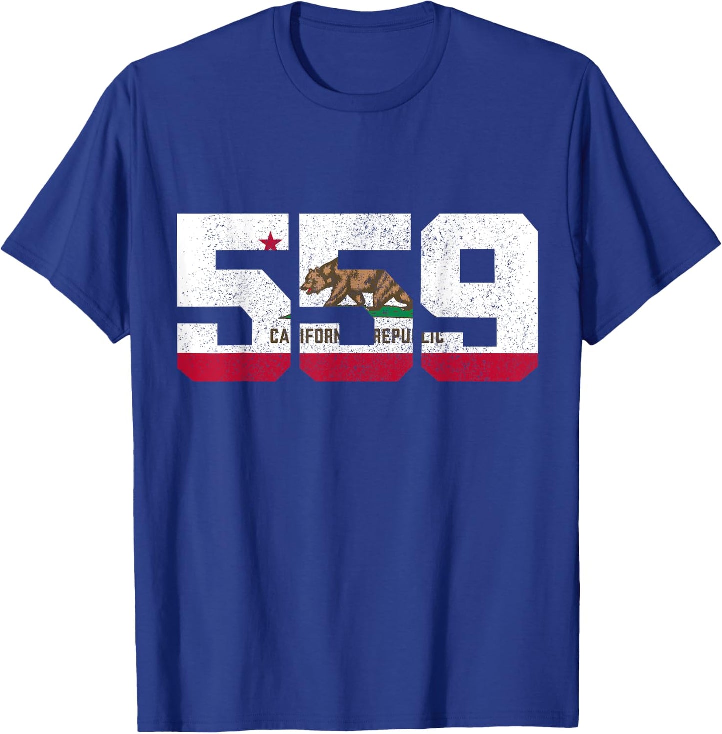 Fresno California 559 Area Code Pride Vintage Flag T-Shirt - T-Shirt | Royal