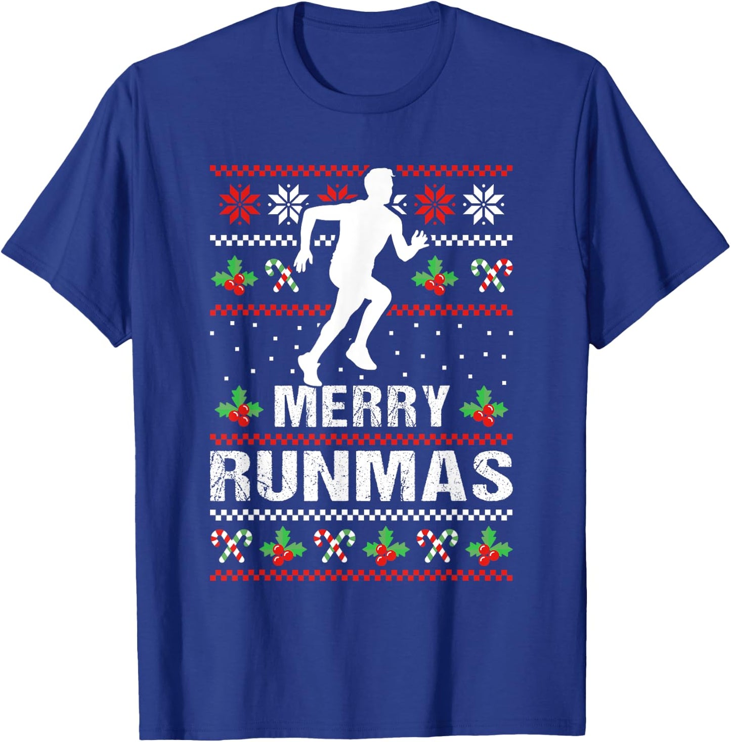 Marathon Merry Runmas Xmas Runner T-Shirt - T-Shirt | Royal