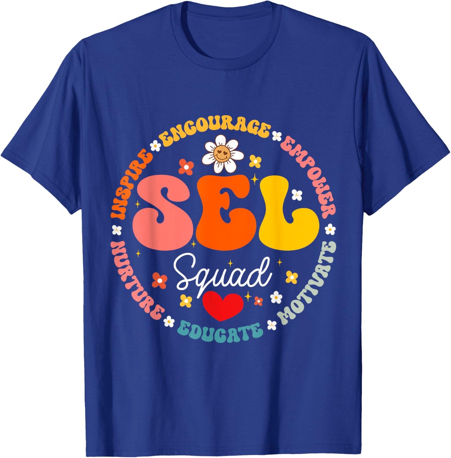 Groovy Social Emotional Learning Teacher SEL Squad T-Shirt - T-Shirt | Royal