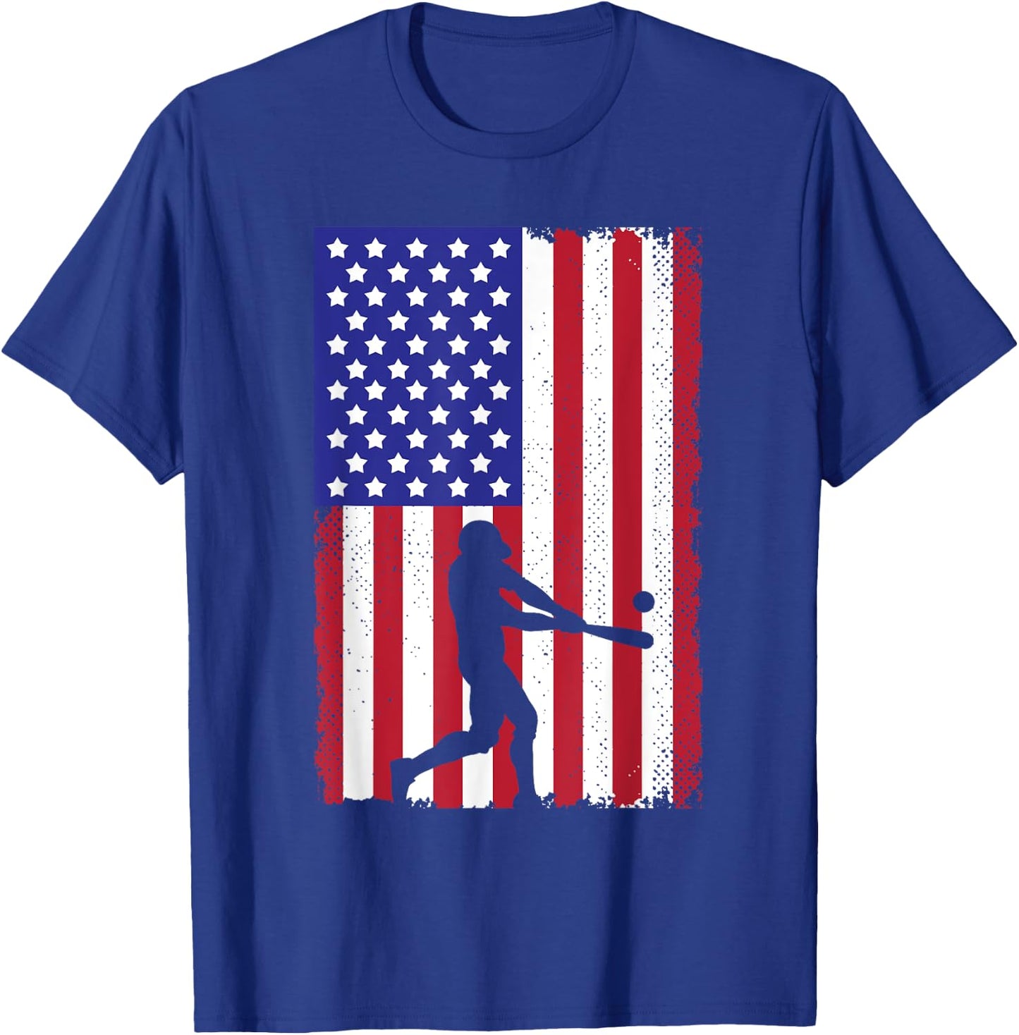 Cool Baseball Women Boys USA Player US American Flag T-Shirt - T-Shirt | Royal