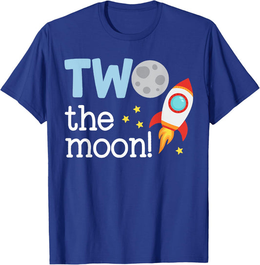 Two The Moon Toddler 2nd Birthday Gift 2 Year Old Bday Party T-Shirt - T-Shirt | Royal