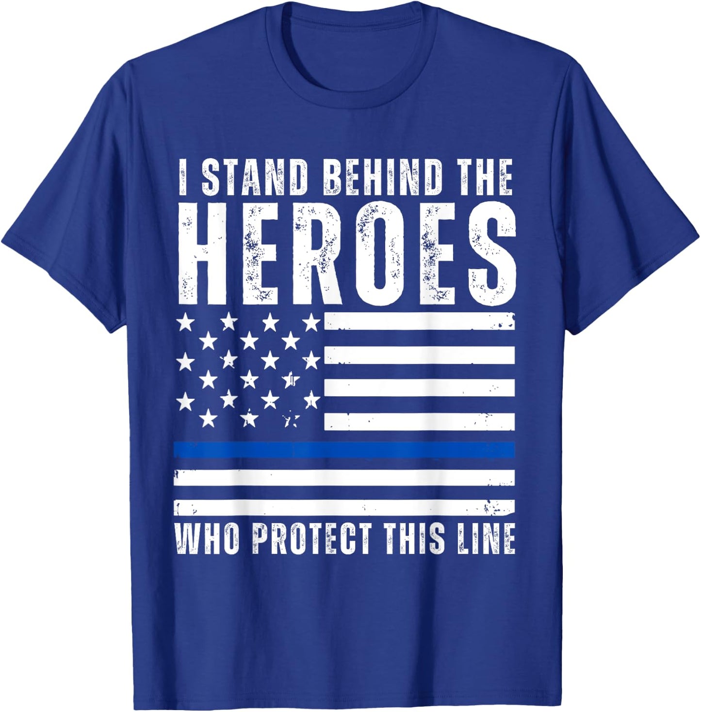 Thin Blue Line American Flag Police Support Blu Lives Matter T-Shirt - T-Shirt | Royal