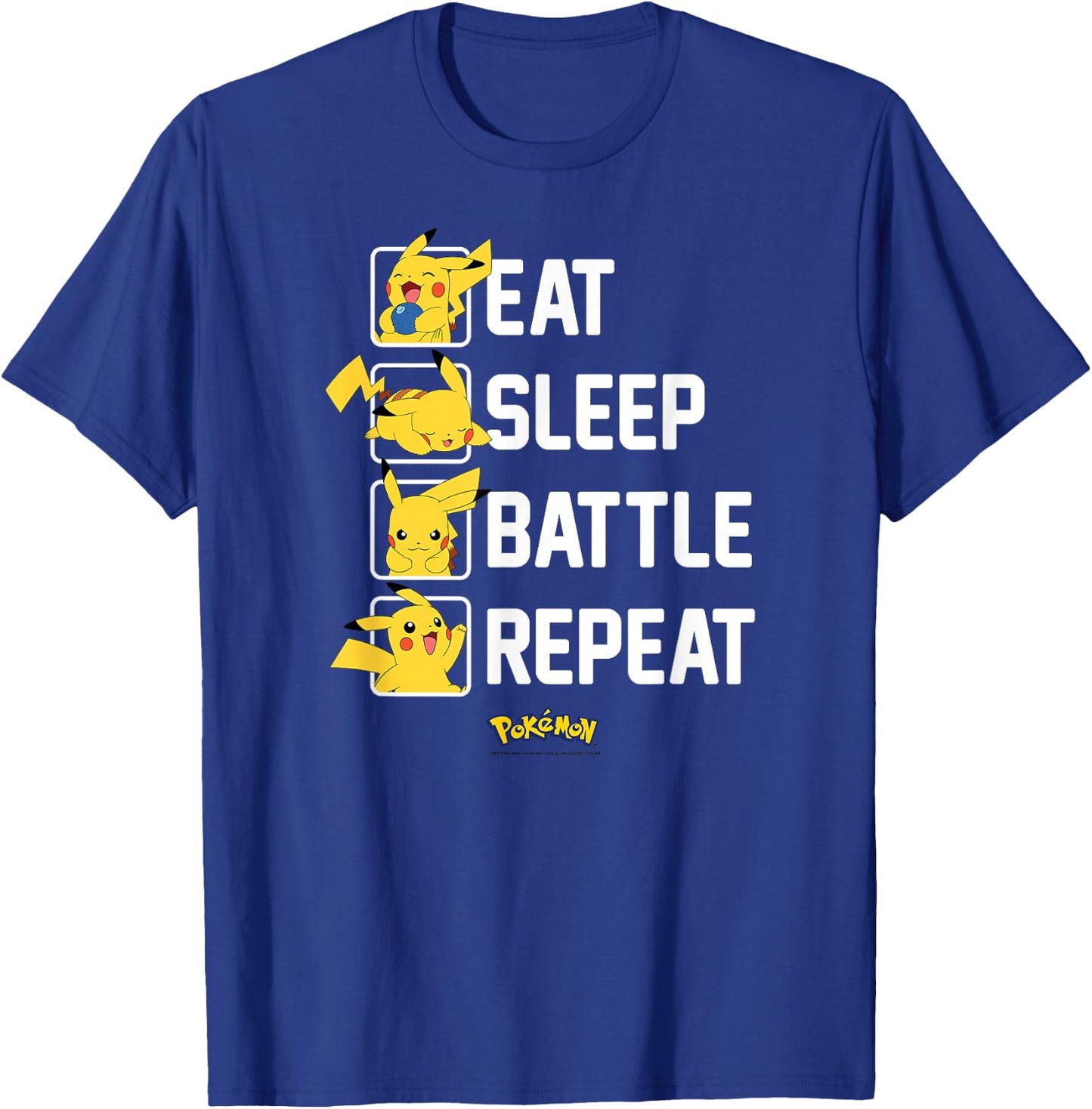Pokémon - Eat Sleep Battle Repeat Pikachu T-Shirt - T-Shirt | Royal