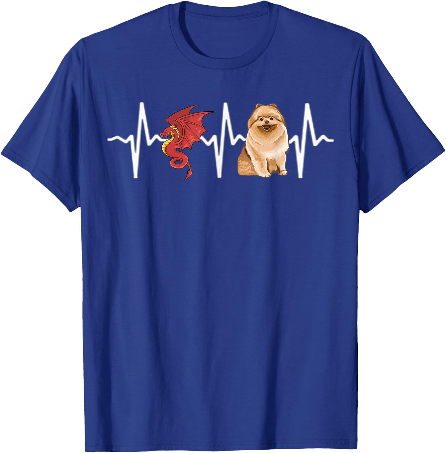 Dragon Pomeranian Heartbeat Dog Lover Women Kids T-Shirt - T-Shirt | Royal
