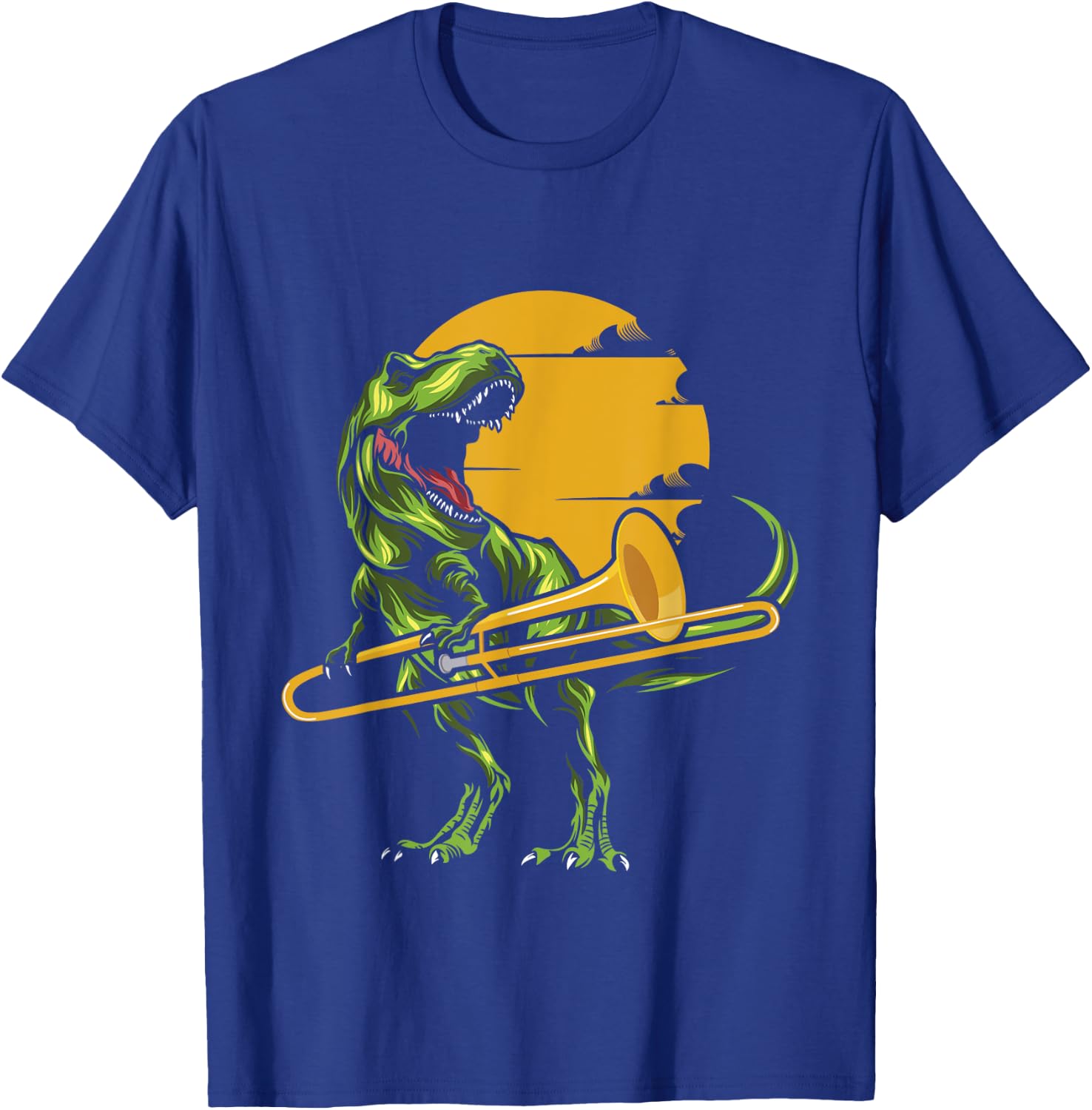 T Rex Trombone Player - Dino Trombonist Jazz Music Lover T-Shirt - T-Shirt | Royal