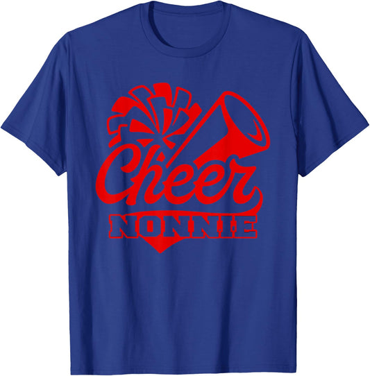 Cheer Nonnie Biggest Fan Black And Red Pom Pom T-Shirt - T-Shirt | Royal