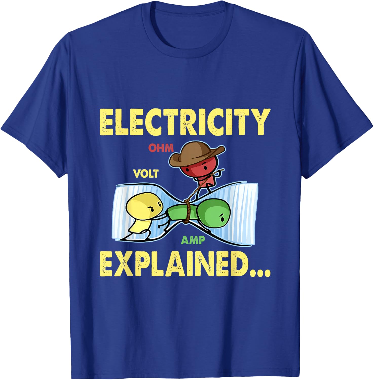 Electricity Explained Volt Ohm Amp Electrician Science T-Shirt - T-Shirt | Royal