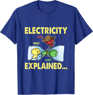 Electricity Explained Volt Ohm Amp Electrician Science T-Shirt - T-Shirt | Royal