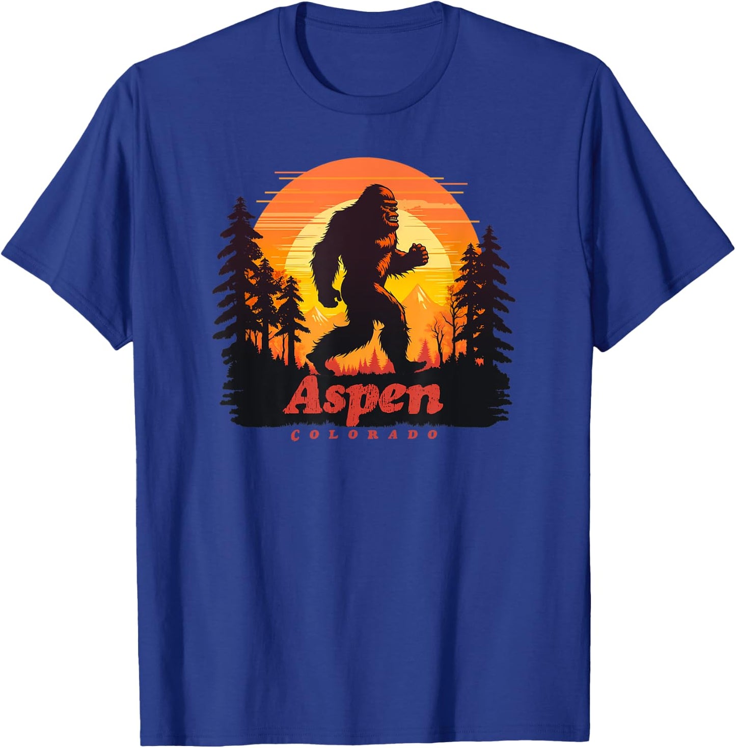 Aspen Colorado Bigfoot Sasquatch T-Shirt - T-Shirt | Royal