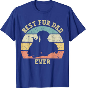 Funny Best Fur Dad Ever Vintage Retro Dog Cat Owner T-Shirt - T-Shirt | Royal